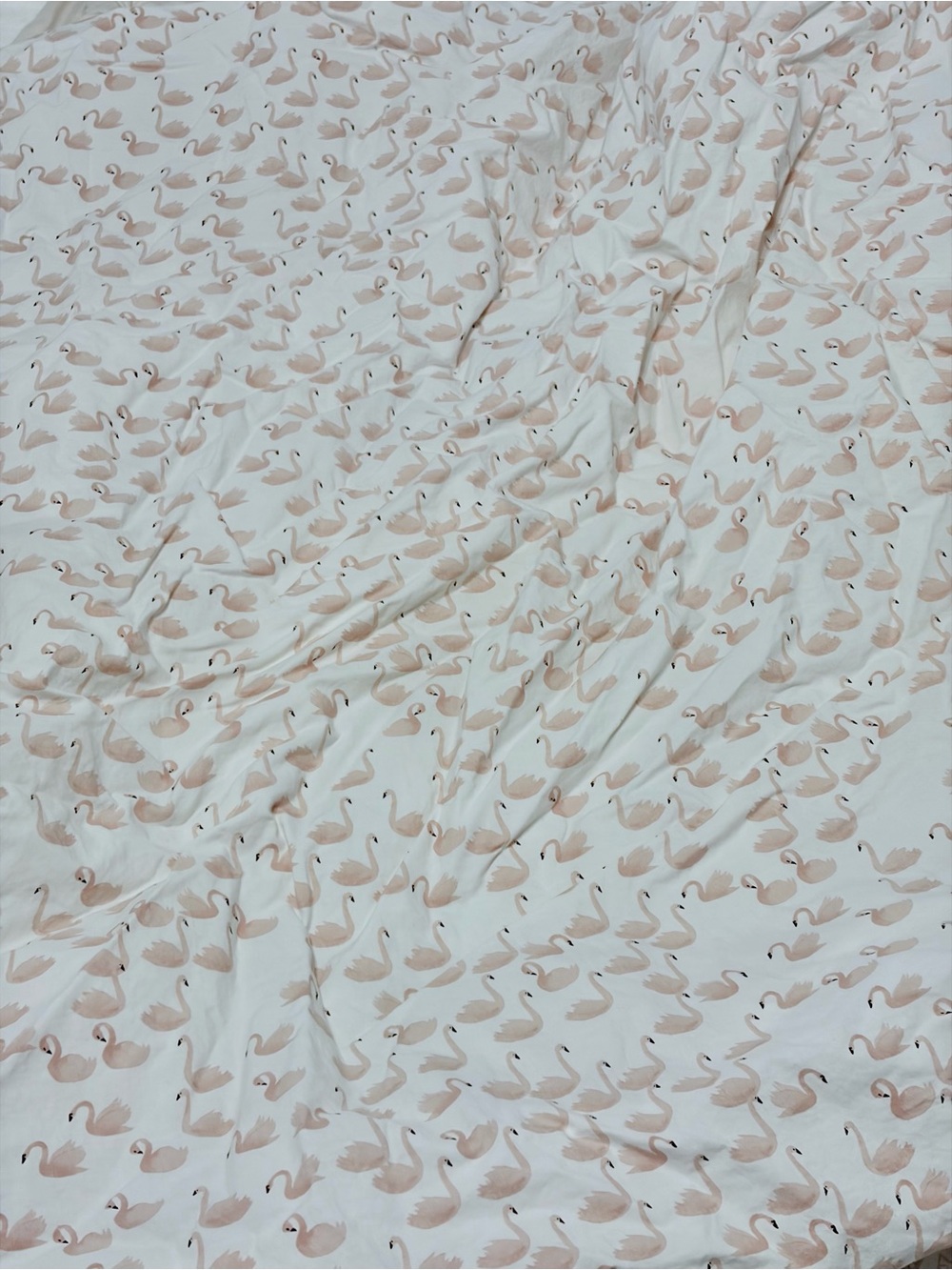Pottery Barn Kids Swan Print Crib Sheet - White and Blush